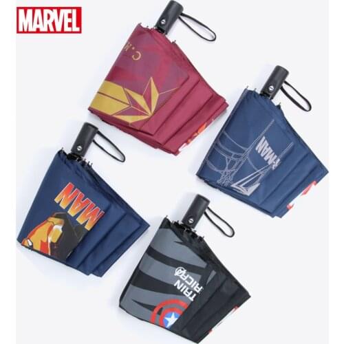 Disney Umbrella Adult Umbrella Marvel Comics Fully Automatic Triple Umbrella College Student Folding Umbrella