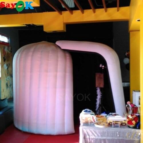 Sayok 3x2x2.3m High Igloo Shape Inflatable Photo Booth Wedding with LED Light Photo Booth Enclosure Backdrop for Party Hire