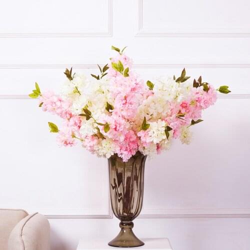 Silk Cherry Blossom Wedding Decoration Artificial flowers Sakura tree stem Plastic Plants Fake Flowers Branches Silk Flowers