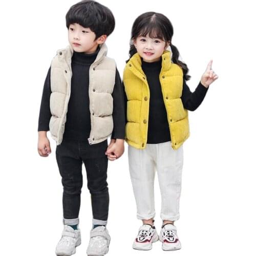 Girls Warm Corduroy Vest 2021 Winter Boys Thicken Waistcoat Kids Outerwear Children Teens Cotton Jackets Vest For 3-10 Yrs