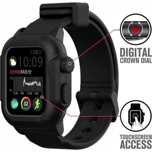 Waterproof Case For Apple Watch Series 2 3 4 iWatch Bands 42mm Silicone Strap 44mm 40mm Bracelet for Apple Watch Accessories