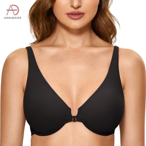 Womens Front Closure Seamless Racerback Underwire Unlined Bra Plus Size