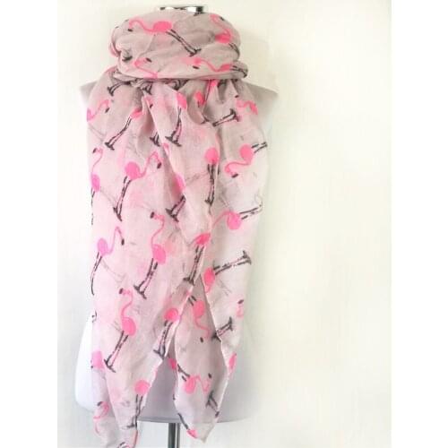 Fashion Flamingo Bird Women Scarves Neck Print Ladies Colorful Funny Animal Warm Blue Grey Long Scarf