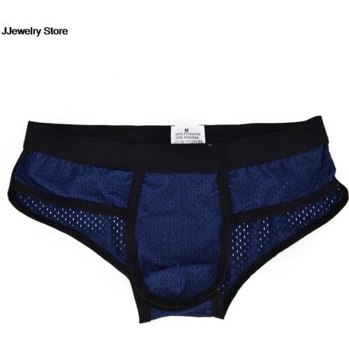 1PC High Quality Sexy Low Waist U Convex Bulge Pouch Briefs Mens Acrylic Mesh Brief Underwear 3 Colors Underpants M-XL