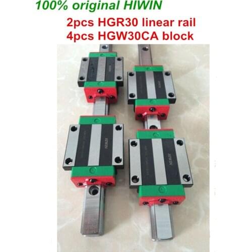 100% original HIWIN 2pcs HGR30 200mm 300mm 400mm 500mm 600mm 700mm 800mm 1000mm Linear Guide rail + 4pcs HGW30CA HIWIN Carriage