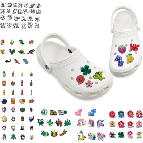 100pcs Unicorns Flowers Animals Sweet Shoe Charms Food Shoe Accessories Zodiac Gem Medical Decoration Fit Silicone Bands Gift