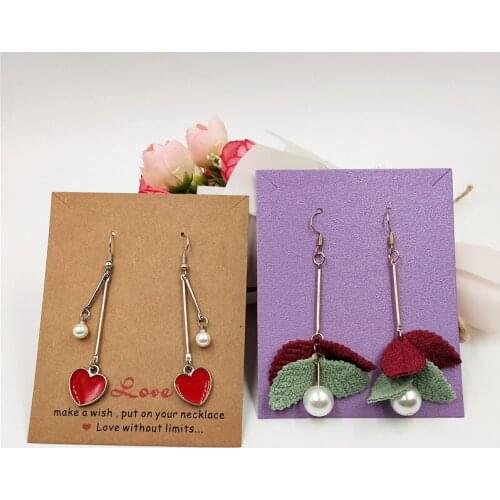 20Pcs/Pack White/Brown/Purple Necklace&Earring Jewelry Product Dispaly Hang Card Jewelry Making DIY Packaging Earring Cards