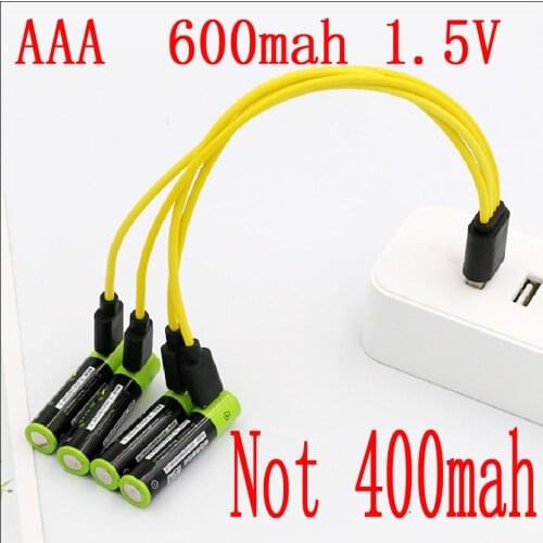 ZNTER 1.5V AAA usb battery 600mAh li-polymer li-po rechargeable lithium li-ion battery charge by usb cable