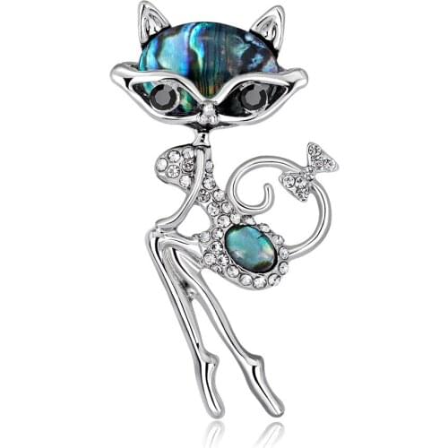 Fashion high-end elegant natural shell fox frog bird brooch ladies corsage animal alloy banquet wedding brooch gift for women