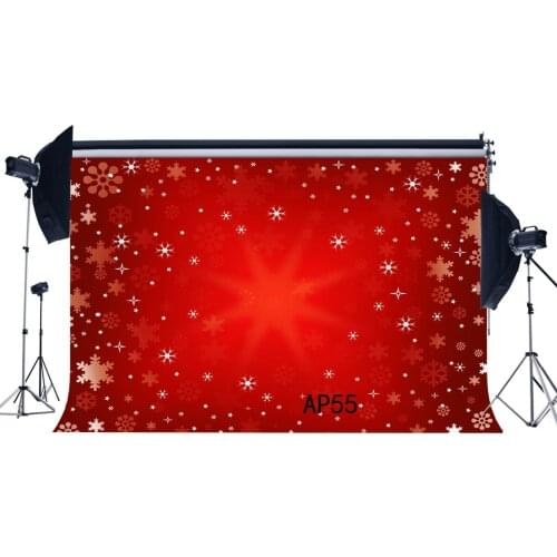 Photography Backdrops Bokeh Halos Christmas Theme Shining Stars Falling Snowflakes Red Xmas Background