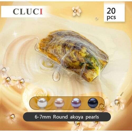 CLUCI 20pcs Real Akoya Pearl Oyster Natural 6-7mm Quality Pearl Akoya Bead Oysters with Pearls WP019SB