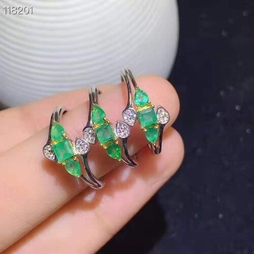 Natural emerald Ring fashionable gem quality 925 silver