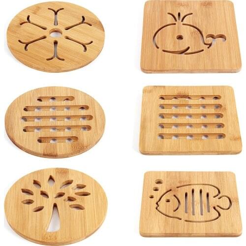 Round/Square Wood Mug Coasters Non-Slip Insulation Bowl Mat Wooden Placemat Tea Coffee Bar Cup Table Pad Drink Coasters Desktop