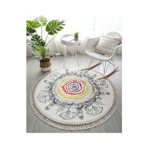 Round Fringe Carpet Creative Flower Chair Sofa Living Room Bedroom Non-Slip Floor Mat