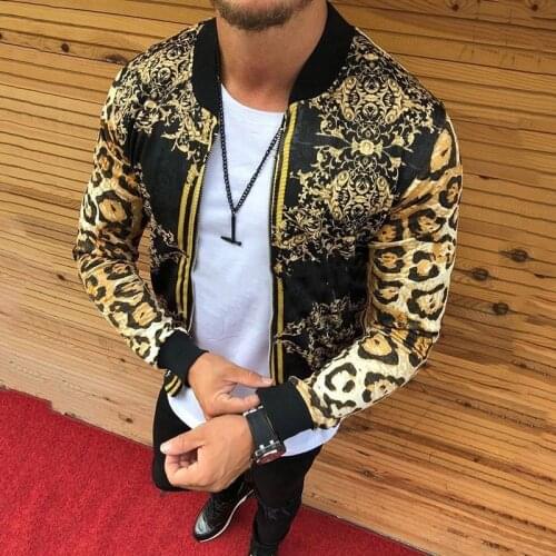 Spring Autumn Mens Print Jacket Zipper Coats Leisure Fashion Loose Tops Male Hip Hop Ropa Men Clothing Brand