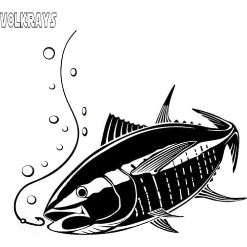 Volkrays Personality Car Sticker Creative Fishing Silhouette Decor Accessories Reflective Vinyl Decal Black/Silver,14cm*16cm