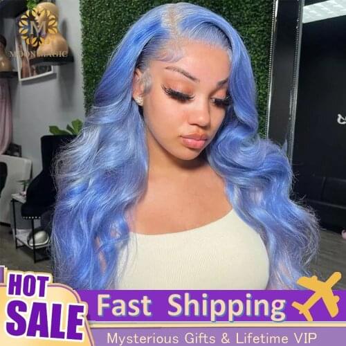 Lace Front Human Hair Wigs Colored Blue Transparent Lace Frontal Wig Human Hair 613 Blonde Lace Front Wig Body Wave Lace Wigs