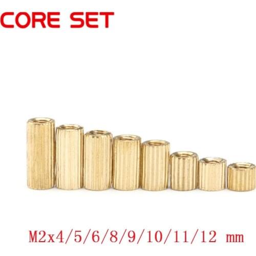 50pcs/lot M2*4/5/6/8/9/10/11/12 mm Brass Round Standoff Spacer Female Female M2 Brass Threaded Spacer