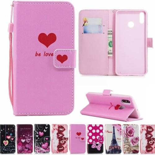 Luxury Leather Flip Case For Huawei Honor Play COR-L29 Wallet Bags Flower Soft Silicone Cover Honorplay Tower cute phone case