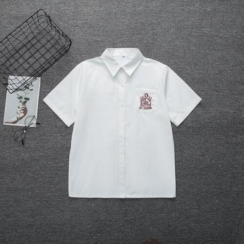 Japanese Korean School Dresses JK Uniform Summer Collar Short Sleeved T-shirt For Girl Student Cute Embroidered Tops Lady Blouse