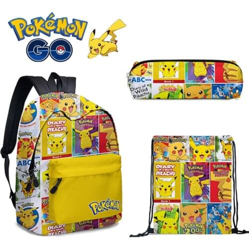 Pokemon Pikachu School Bags Backpacks Anime Figures Kids Bags Big Capacity Travel Bag Girls Boys Christmas Gifts Shipping Free