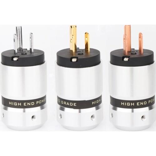 Preffair Hi-End Rhodium/Gold/Red Copper Plated US Power Plug Male Plug IEC Female Plug DIY Power Cord Connector