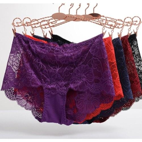5Pcs Womens Briefs Sexy Panties Women Solid Mid Rise Lace Trim Ribbed Women Panties Briefs Sexy Underwear Women Cotton Briefs