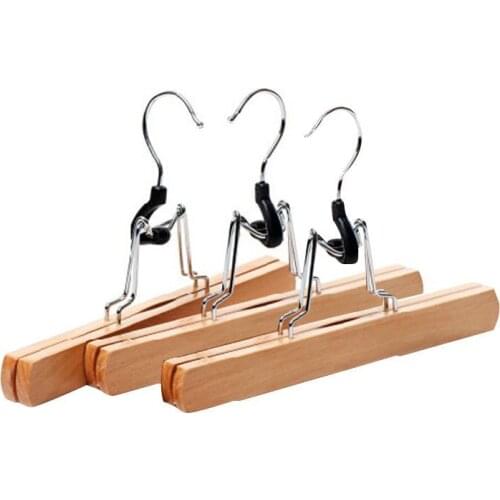 3 Pcs 30*16cm Trousers Hanger Natural Solid Wood Pants Hangers Skirt Hangers Clips Slack Hanger Saving Space