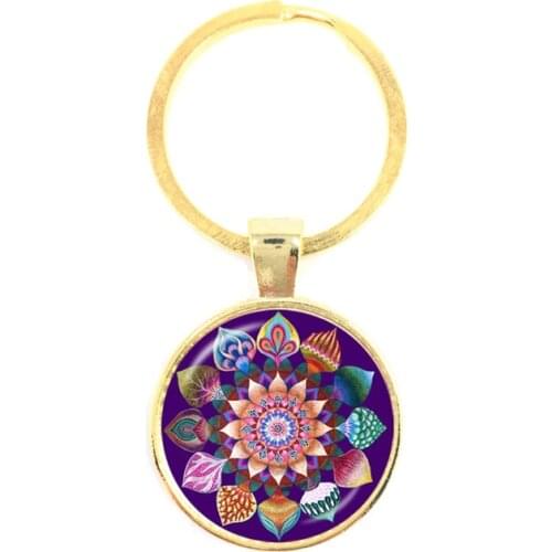 Vintage Jewelry Mandala Keychain Henna OM Symbol Buddhism Zen Online Shopping India 2018 Fashion Keyring For Men Women