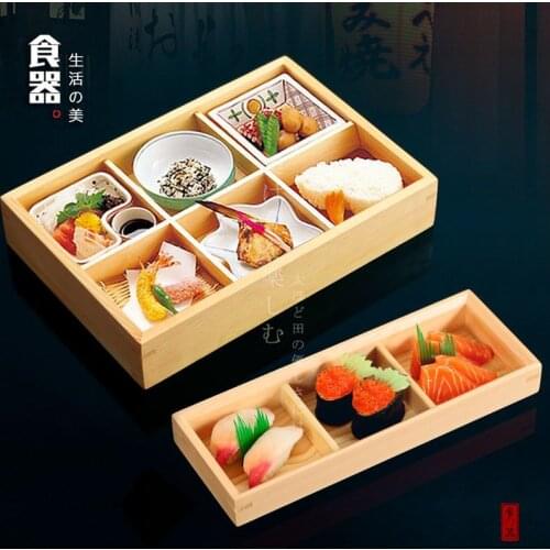Japanese creative cooking wooden sushi food box hot pot sashimi solid wood multi dish refreshments artistic hamper snack plate