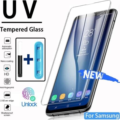 UV Tempered Glass For Samsung Galaxy S21 Ultra S10 Plus S20 Note20 S9 Screen Protector S10E S 20 21 Note 8 9 10 E Glass Not Case