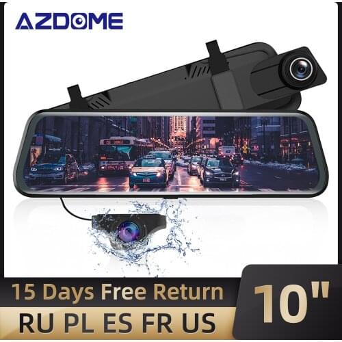 AZDOME PG02 10Inches Stream Media DVR Touch Full Screen ADAS Mirror Recorder Dual Lens 1080P Night Vision Gps Vehicle Car Dvr