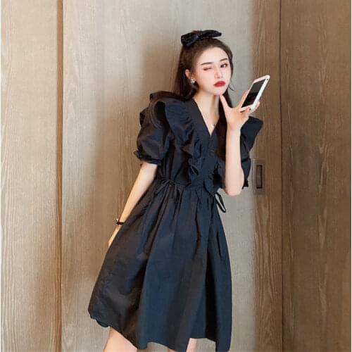 Woman Dresses Skirt Puff Sleeve Dress Womens Summer Vestido De Mujer Femme Robe