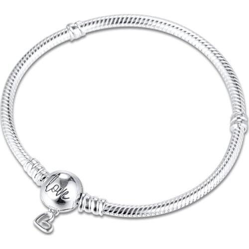CKK Bracelet for women Moments Freehand Heart Clasp Snake Chain Bracelet Fashion Original Silver 925 Sterling jewelry