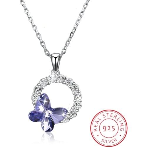 Lekani Women Necklace Crystal From Swarovski Fine Jewelry Butterfly Crystal Pendant Necklace Fashion Jewelry Lady Collares