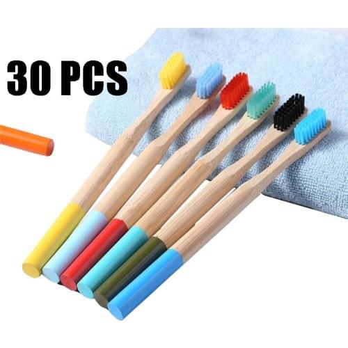 10/30PCS Family Natural Bamboo Toothbrushes Wooden Hanld Soft Bristles Teeth Brush Eco-Friendly Zero Dechet Oral Care Wholesale