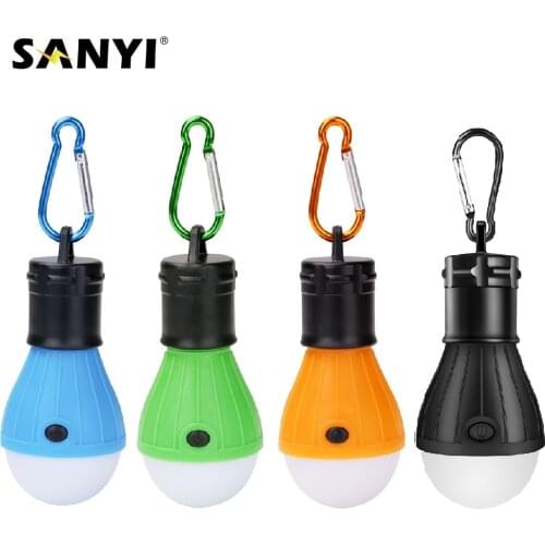 3 LEDs Tent Hanging Lamp 3 Modes LED Bulb Carabiner Bulb Light Portable Lantern Outdoor SOS Camping Lamp Emergency Lighting AAA
