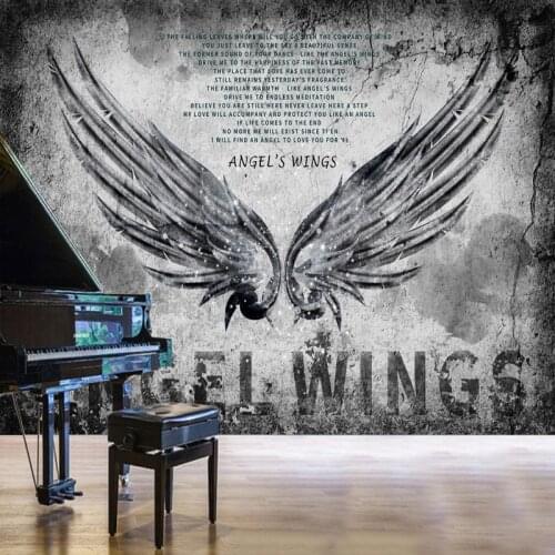 Custom 3D Wallpaper Retro Angels Wings Cement Wall Murals Restaurant Cafe KTV Bar Background Wall Decor Modern Creative Fresco