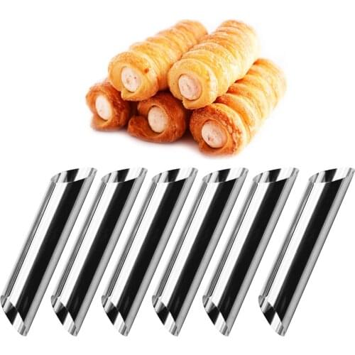 6pcs Cannoli Forms Cake Horn Mold Stainless Steel Cannoli Tubes shells Cream Horn Mould Pastry Baking Mold