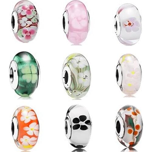New Fashion Charm 100% Real 925 Sterling Silver Pds Glass String Series Jewelry Diy Bracelet Gift