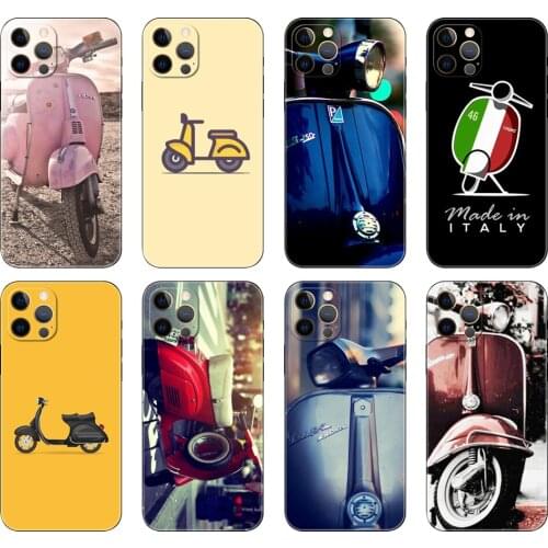 Black tpu case for iphone 5 5s se 2020 6 6s 7 8 plus x 10 XR XS 11 12 mini pro MAX back cover Vespa Scooter