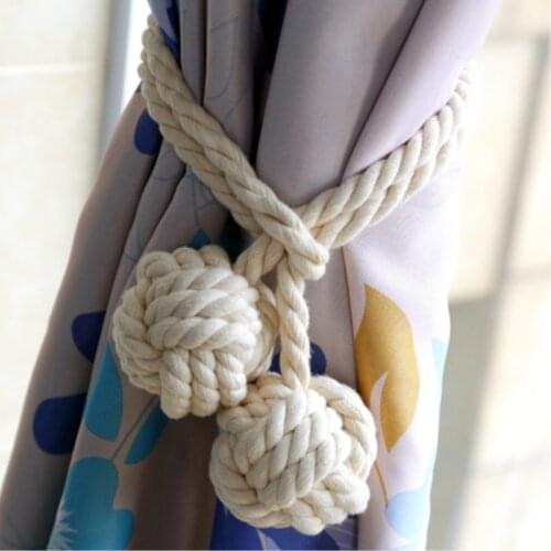 Colorful Handmade Cotton And Linen Curtain Accessories Tied Rope Curtain Buckle With Room Curtain Rope Tied Tassel Hanging Ball