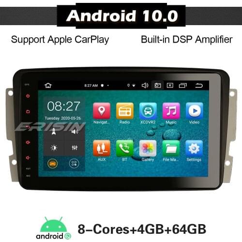 ERISIN 8187 Android 10.0 8" Sat Nav Wifi 4G BT SWC DAB+ DSP CarPlay OBD 8-Core Car Stereo for Mercedes C/CLK/G Class Vito Viano