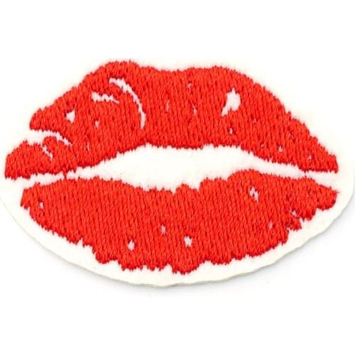 Lips Kiss (Size:3.8x5.4cm) Badge Embroidered Applique Sewing Iron On Patch Badges Clothes Garment Apparel Accessories