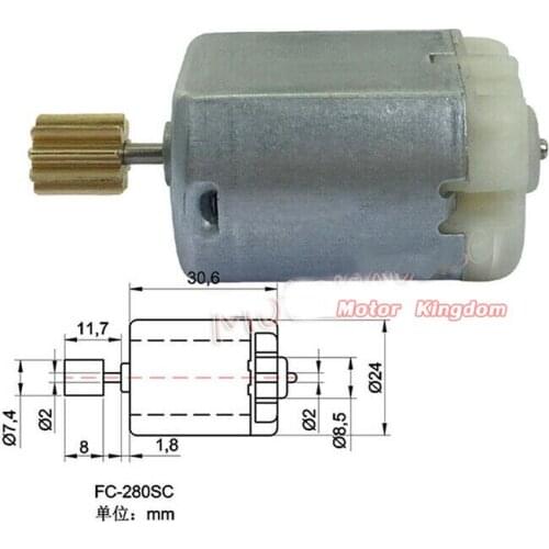Micro 18mm*24mm FC-280SC 9T Gear Motor DC 12V Car Door Lock Actuator Rearview Mirror Repair Motor
