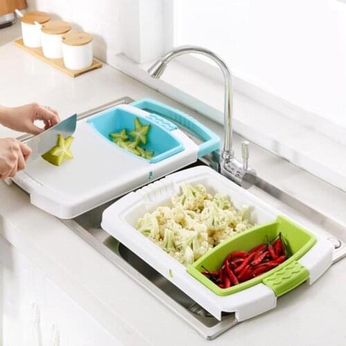 Multi-function Sink Drain Basket Kitchen Cutting Board Vegetable Meat Tool Cutting Board Cheese Board Chopping Block