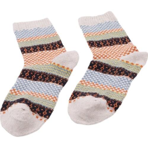 Mens Winter Striped Warm Thick Wool Socks Cotton Meias Mixture Vintage Men Retro Plaid Casual Socks Calcetines