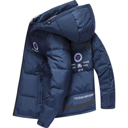 2021 Winter Embroidery Men Down Jacket Removable Hood Collar Windproof 90% White Duck Down Parka Male Thick Coat Plus Size 4XL