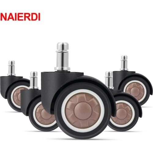 NAIERDI 5PCS 2 Inch TPR Soft Wheel Office Chair Caster Replacement Mute Rubber Casters Safe Roller Furniture Wheel Hardware