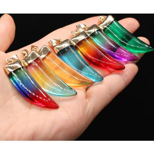 Natural Energy Stone Necklace Pendant Knife shape Multi-colors Crystal for Jewelry Making DIY Necklace Accessories 15x45mm